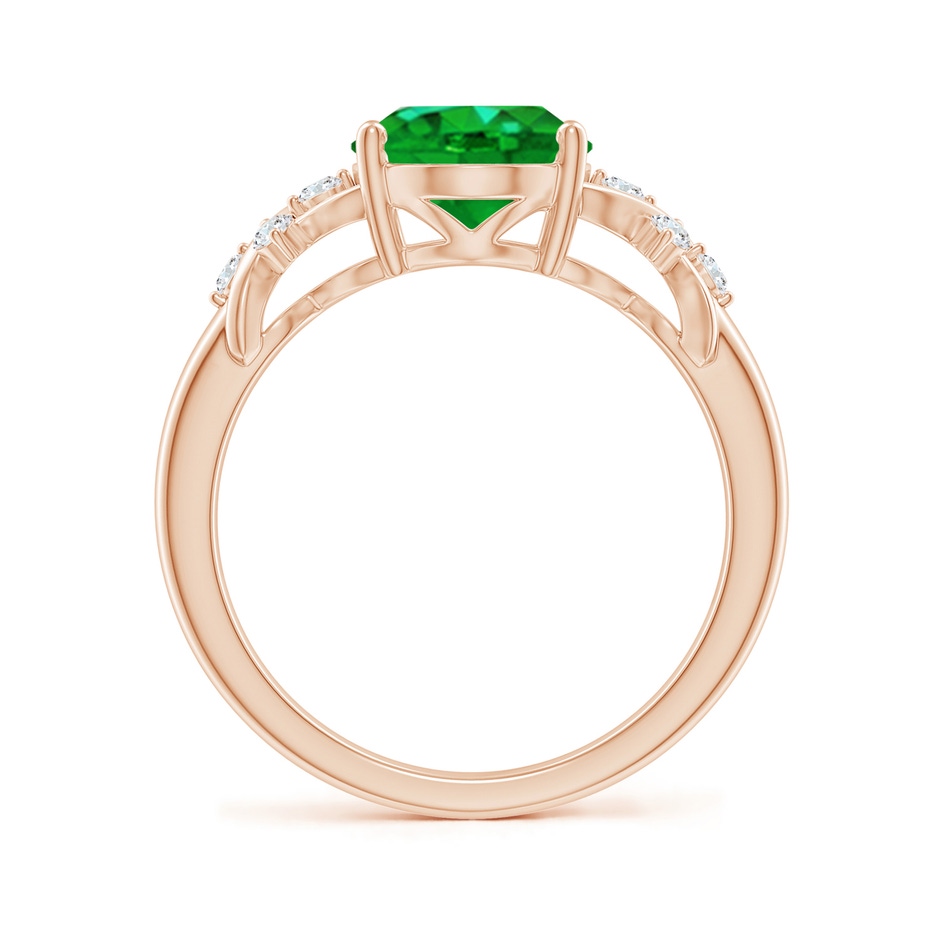 10x8mm AAAA Solitaire Oval Emerald Criss Cross Ring with Diamonds in Rose Gold side 199