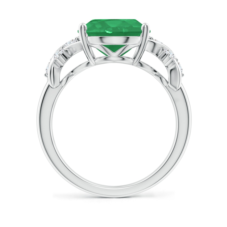 12x10mm A Solitaire Oval Emerald Criss Cross Ring with Diamonds in P950 Platinum side 199