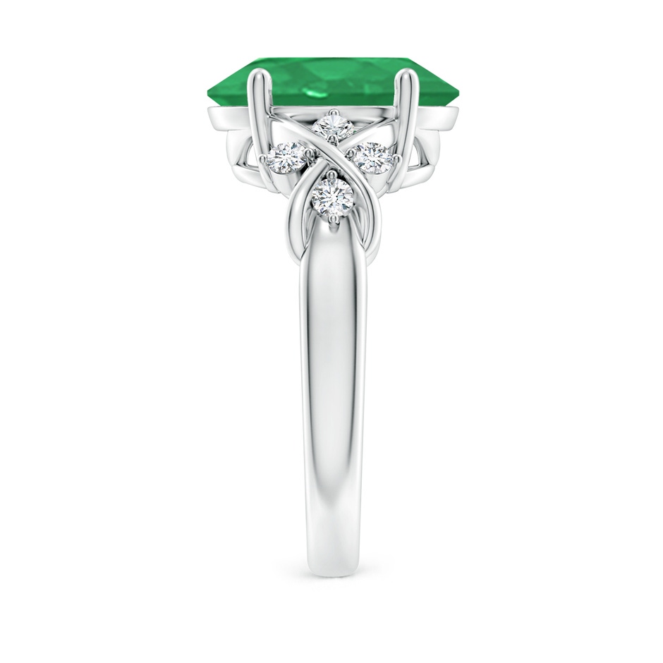 12x10mm A Solitaire Oval Emerald Criss Cross Ring with Diamonds in P950 Platinum side 299