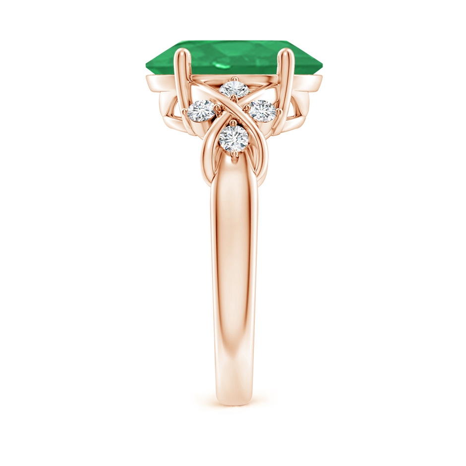 12x10mm A Solitaire Oval Emerald Criss Cross Ring with Diamonds in Rose Gold side 299