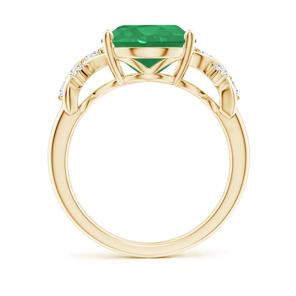 12x10mm A Solitaire Oval Emerald Criss Cross Ring with Diamonds in Yellow Gold side 199