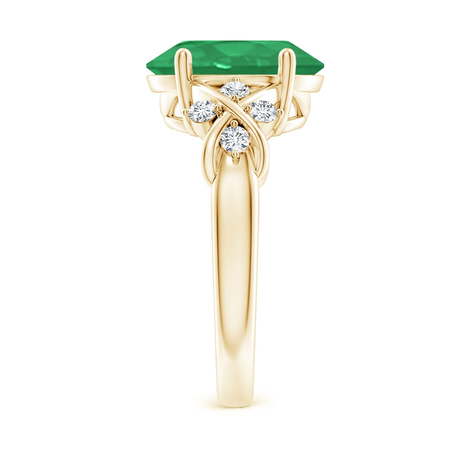 12x10mm A Solitaire Oval Emerald Criss Cross Ring with Diamonds in Yellow Gold side 299