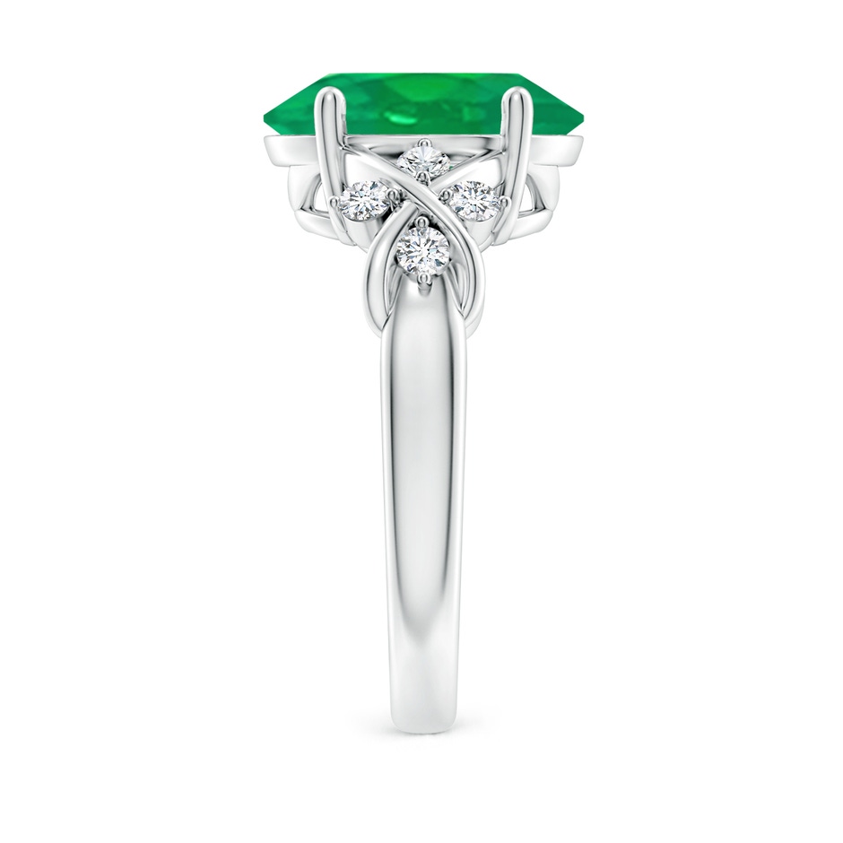 12x10mm AA Solitaire Oval Emerald Criss Cross Ring with Diamonds in P950 Platinum side 299