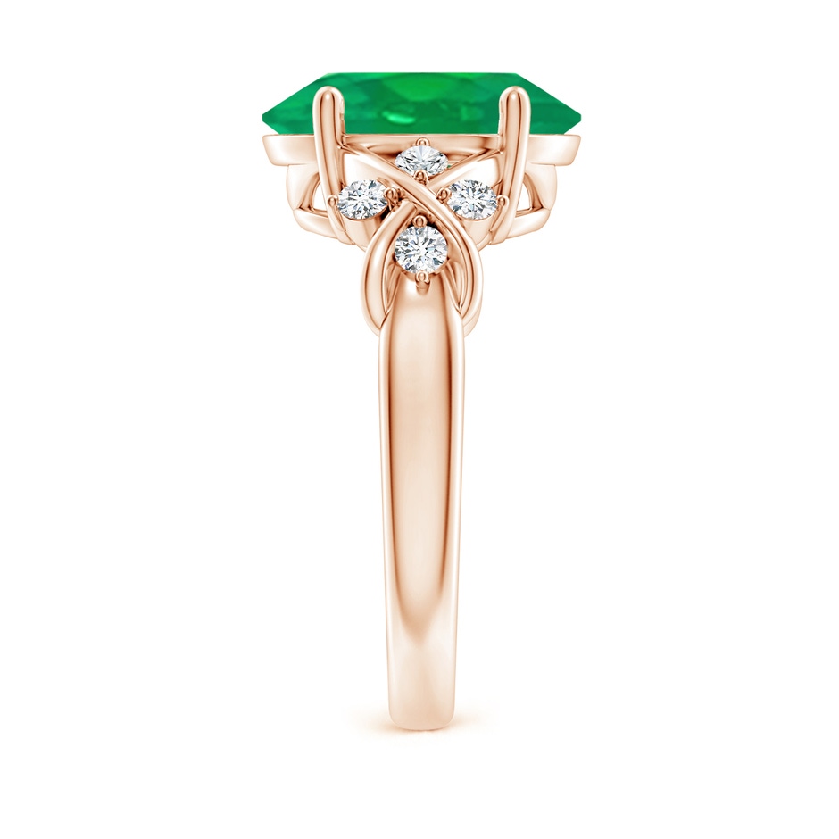 12x10mm AA Solitaire Oval Emerald Criss Cross Ring with Diamonds in Rose Gold side 299