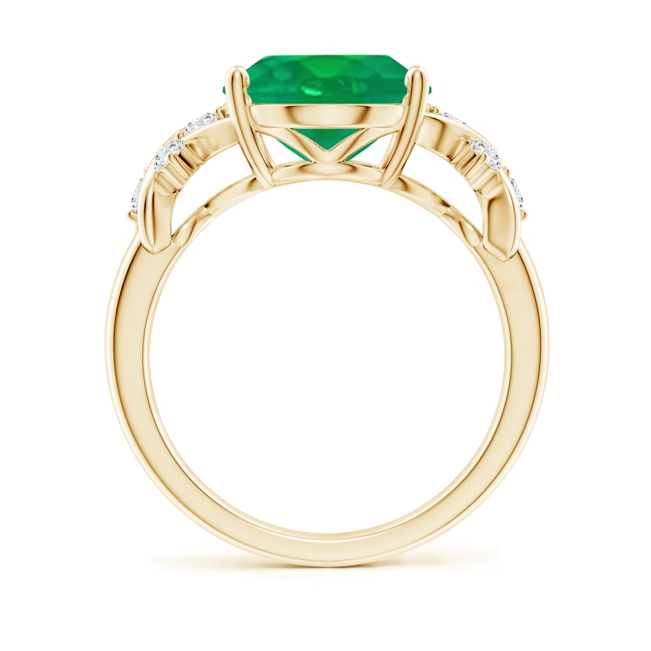 12x10mm AA Solitaire Oval Emerald Criss Cross Ring with Diamonds in Yellow Gold side 199