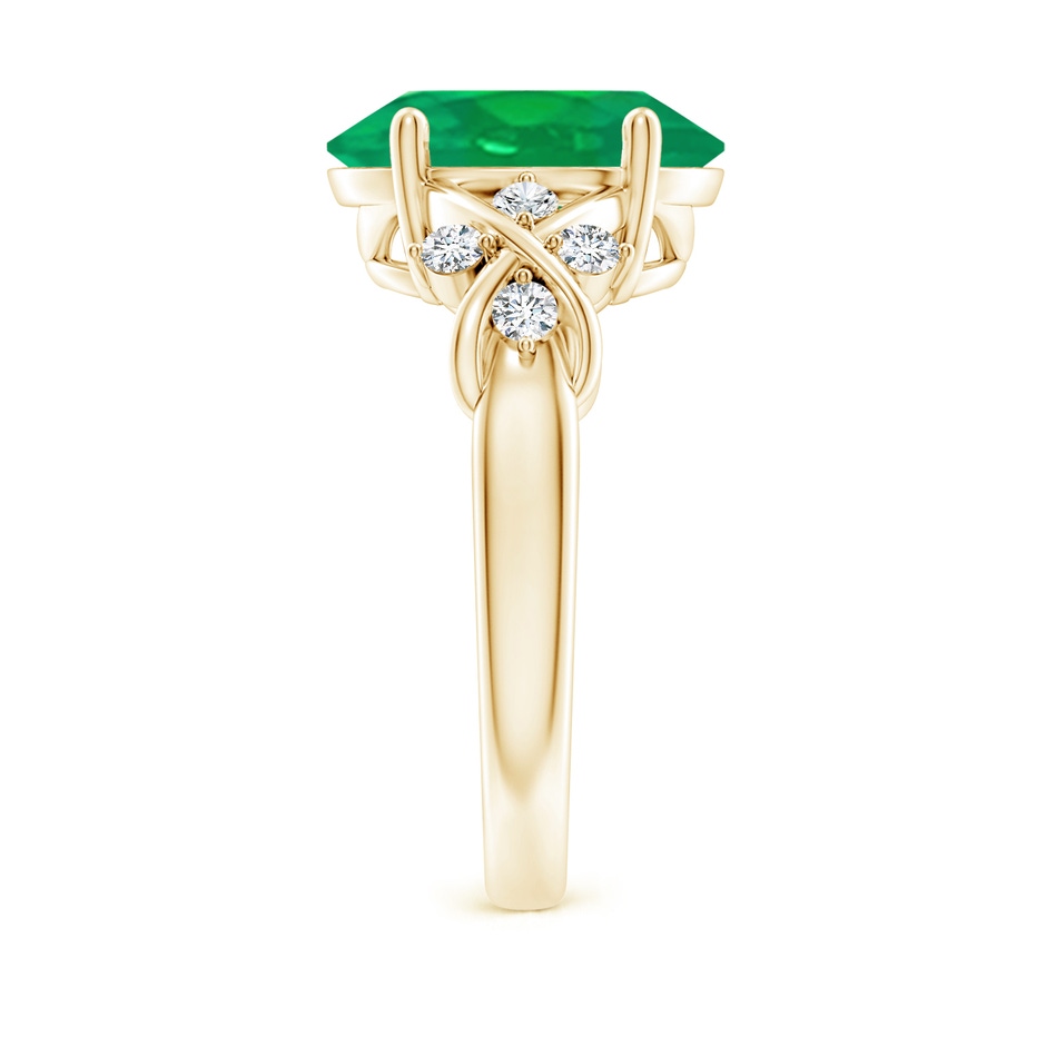 12x10mm AA Solitaire Oval Emerald Criss Cross Ring with Diamonds in Yellow Gold side 299