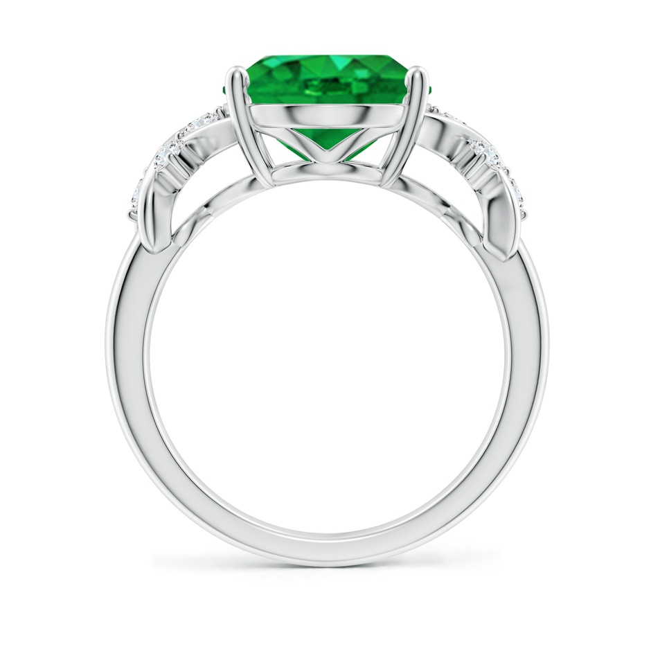 12x10mm AAA Solitaire Oval Emerald Criss Cross Ring with Diamonds in P950 Platinum side 199