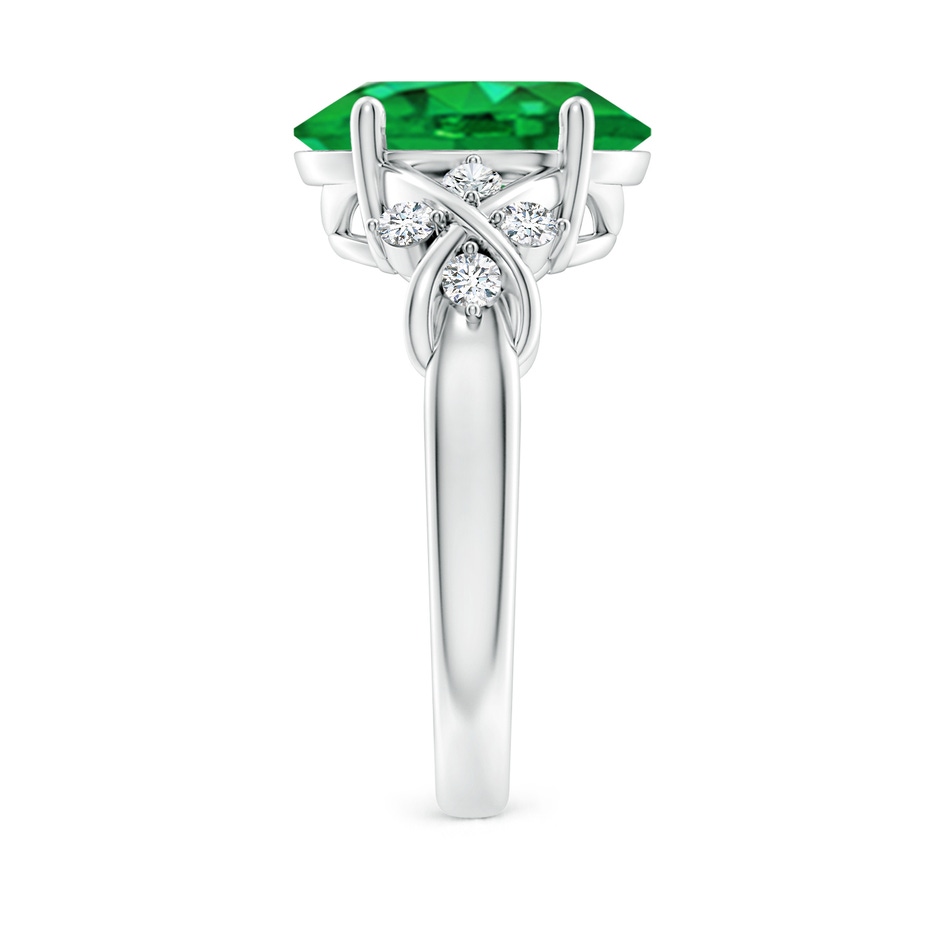 12x10mm AAA Solitaire Oval Emerald Criss Cross Ring with Diamonds in P950 Platinum side 299