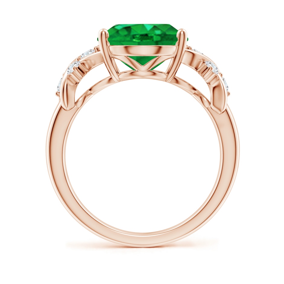 12x10mm AAA Solitaire Oval Emerald Criss Cross Ring with Diamonds in Rose Gold side 199
