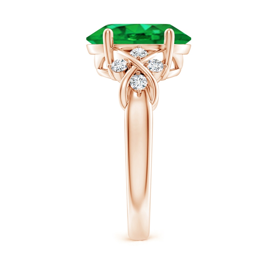 12x10mm AAA Solitaire Oval Emerald Criss Cross Ring with Diamonds in Rose Gold side 299