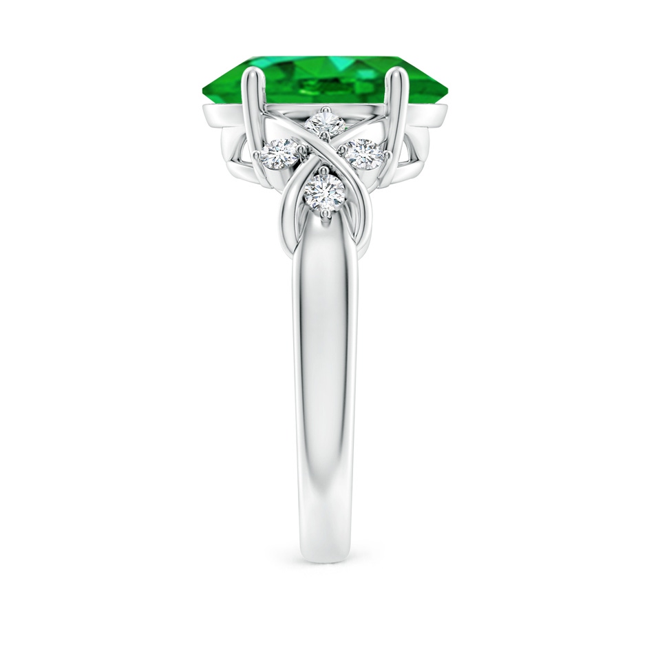 12x10mm AAAA Solitaire Oval Emerald Criss Cross Ring with Diamonds in P950 Platinum side 299