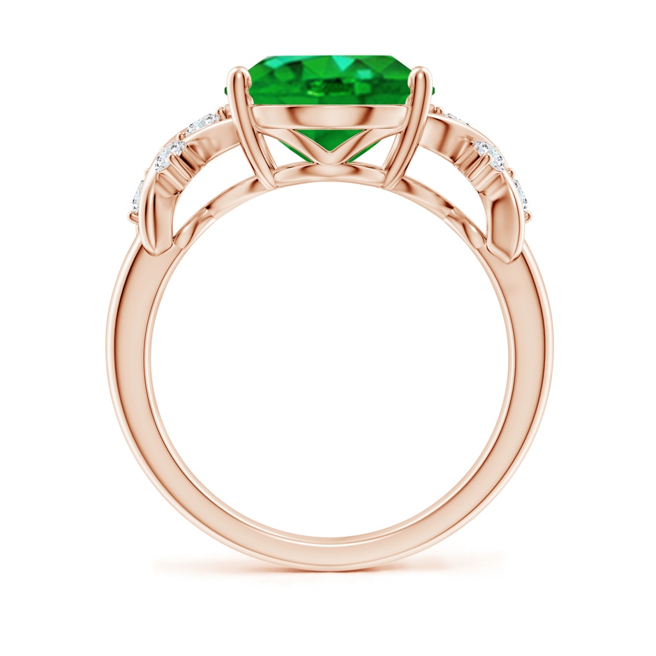 12x10mm AAAA Solitaire Oval Emerald Criss Cross Ring with Diamonds in Rose Gold side 199