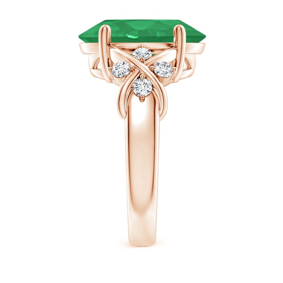 14x10mm A Solitaire Oval Emerald Criss Cross Ring with Diamonds in Rose Gold side 299