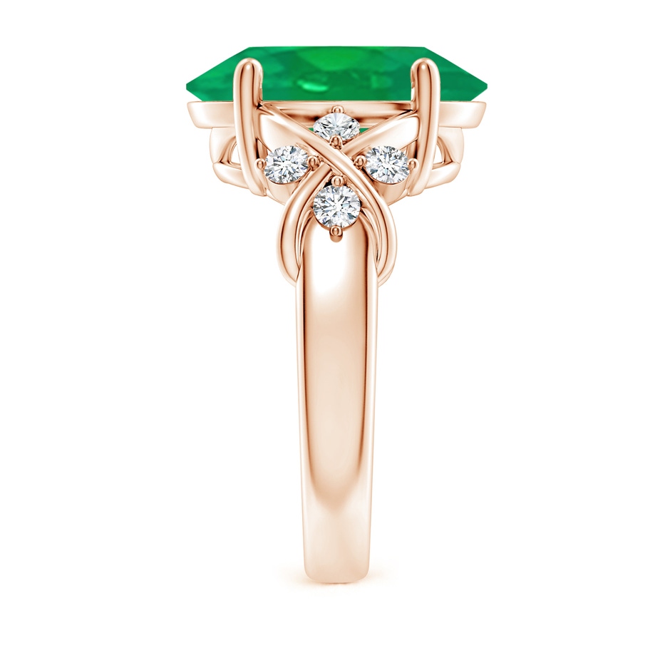 14x10mm AA Solitaire Oval Emerald Criss Cross Ring with Diamonds in Rose Gold side 299