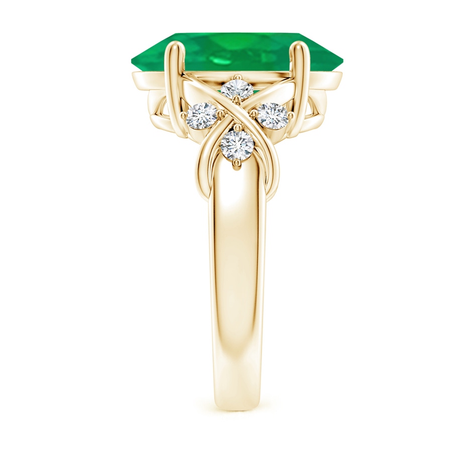 14x10mm AA Solitaire Oval Emerald Criss Cross Ring with Diamonds in Yellow Gold side 299