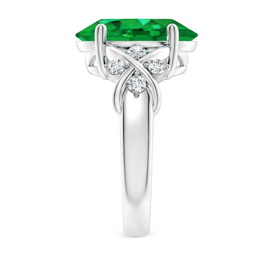 14x10mm AAA Solitaire Oval Emerald Criss Cross Ring with Diamonds in P950 Platinum side 299