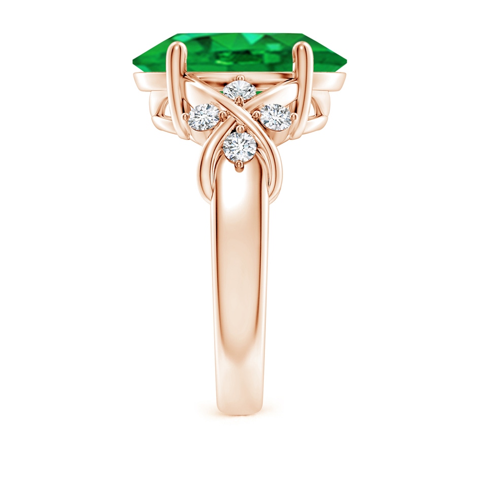 14x10mm AAA Solitaire Oval Emerald Criss Cross Ring with Diamonds in Rose Gold side 299