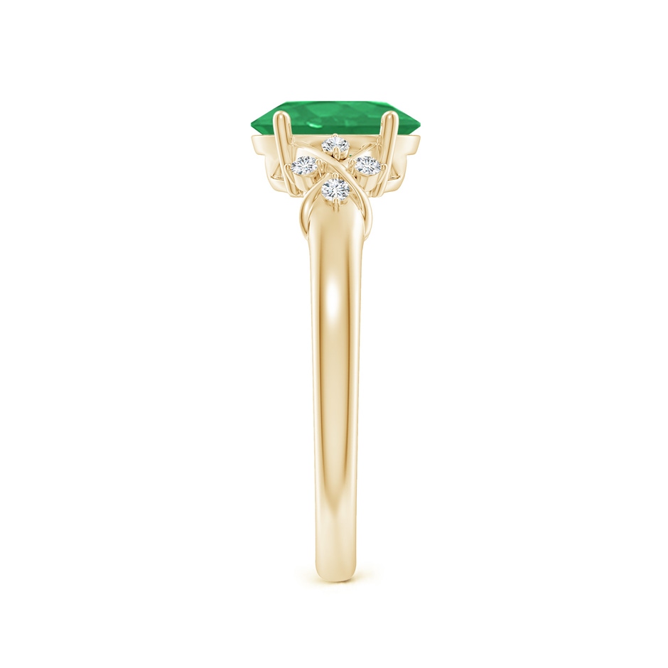 8x6mm A Solitaire Oval Emerald Criss Cross Ring with Diamonds in Yellow Gold side 299