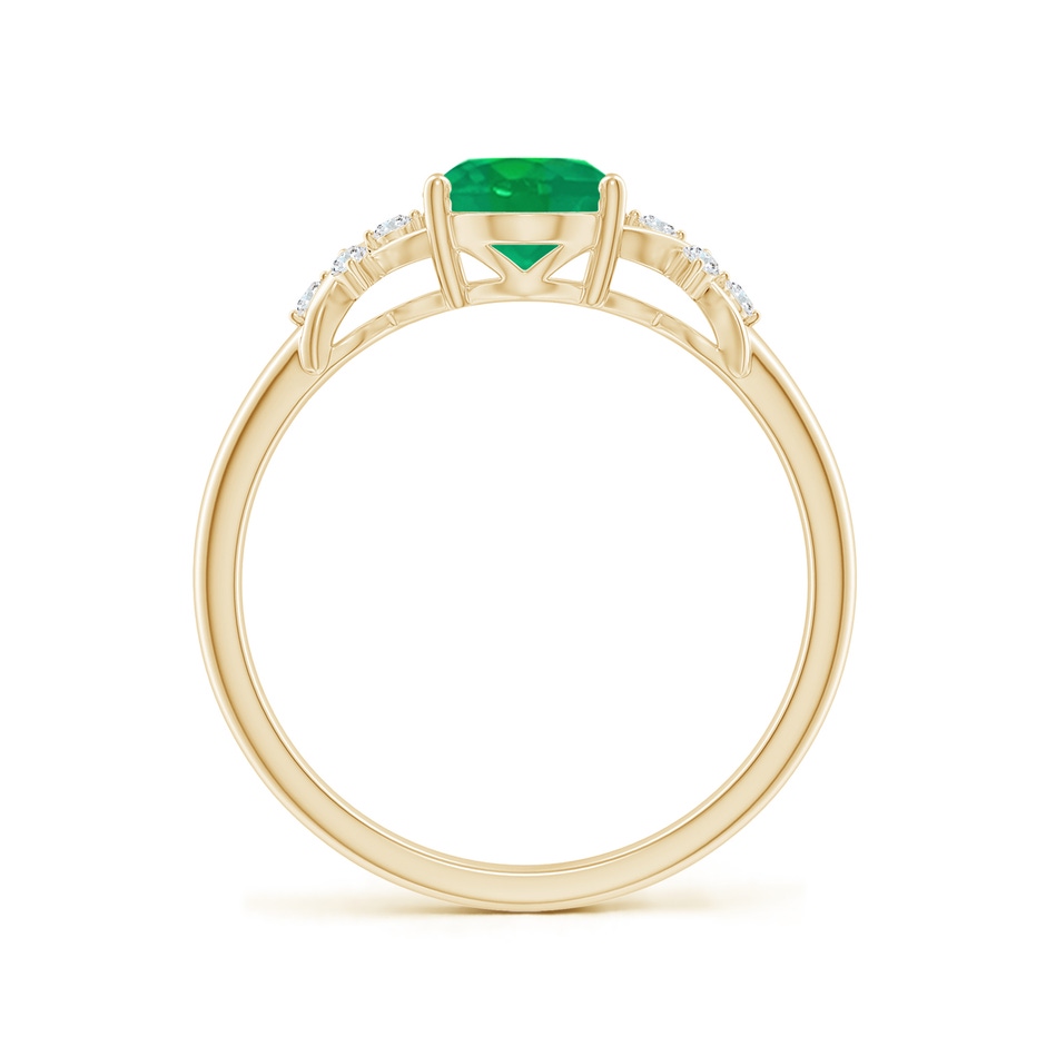 8x6mm AA Solitaire Oval Emerald Criss Cross Ring with Diamonds in Yellow Gold side 199