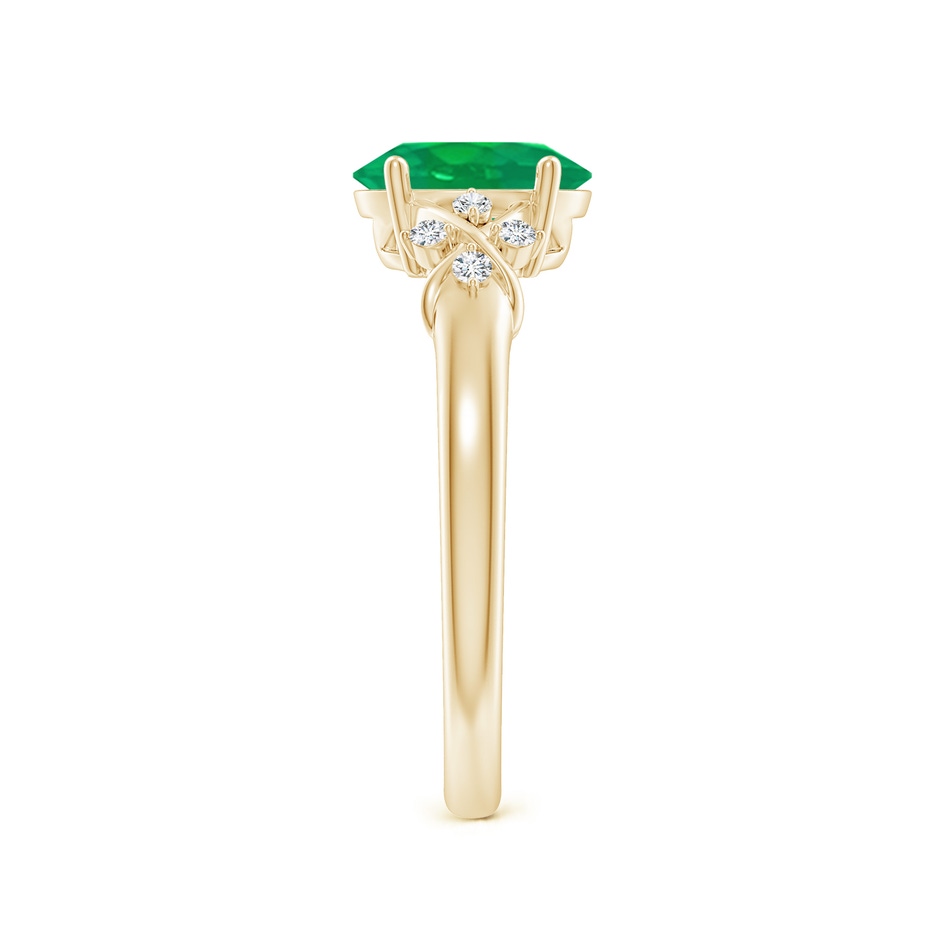 8x6mm AA Solitaire Oval Emerald Criss Cross Ring with Diamonds in Yellow Gold side 299