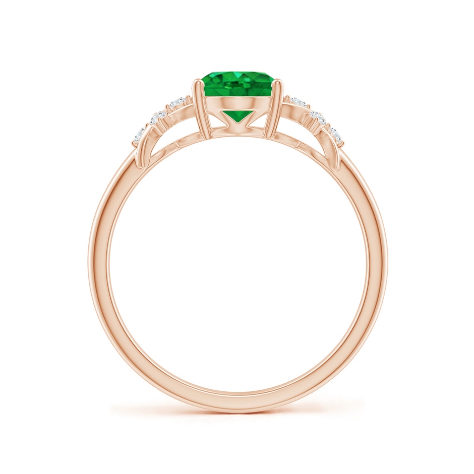 8x6mm AAA Solitaire Oval Emerald Criss Cross Ring with Diamonds in Rose Gold side 199
