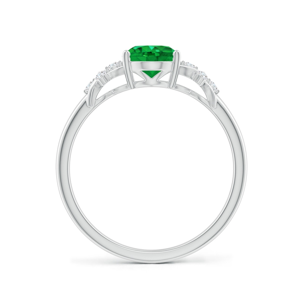 8x6mm AAA Solitaire Oval Emerald Criss Cross Ring with Diamonds in White Gold Side 199