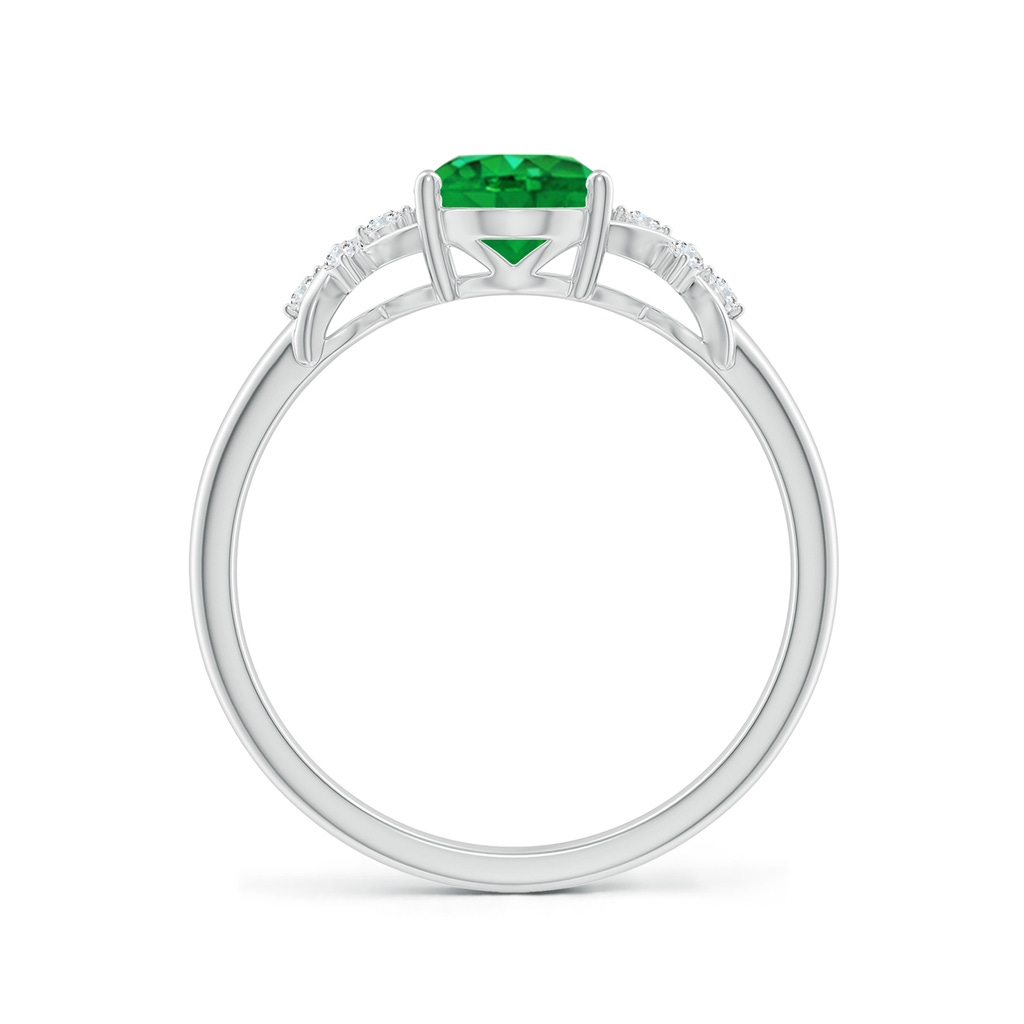 8x6mm AAA Solitaire Oval Emerald Criss Cross Ring with Diamonds in White Gold - side 199