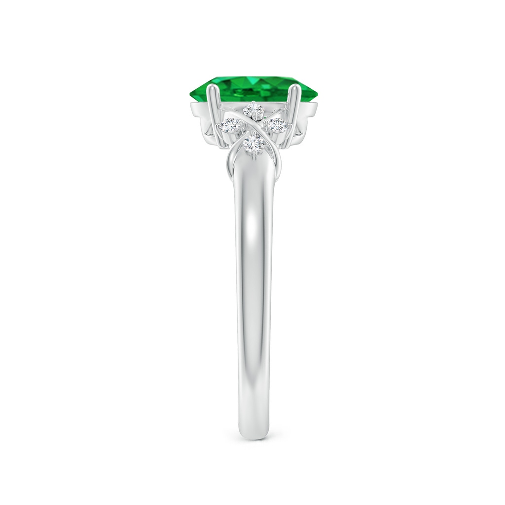 8x6mm AAA Solitaire Oval Emerald Criss Cross Ring with Diamonds in White Gold Side 299