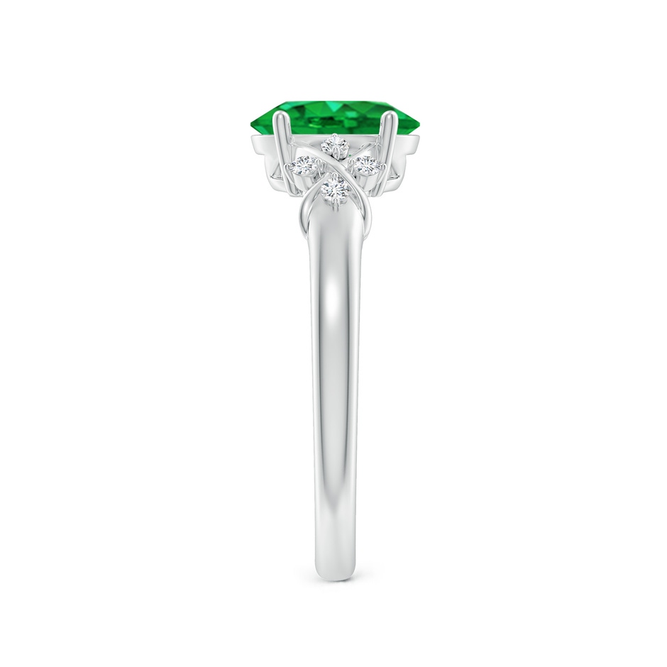 8x6mm AAA Solitaire Oval Emerald Criss Cross Ring with Diamonds in White Gold side 299