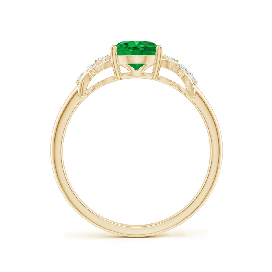 8x6mm AAA Solitaire Oval Emerald Criss Cross Ring with Diamonds in Yellow Gold side 199