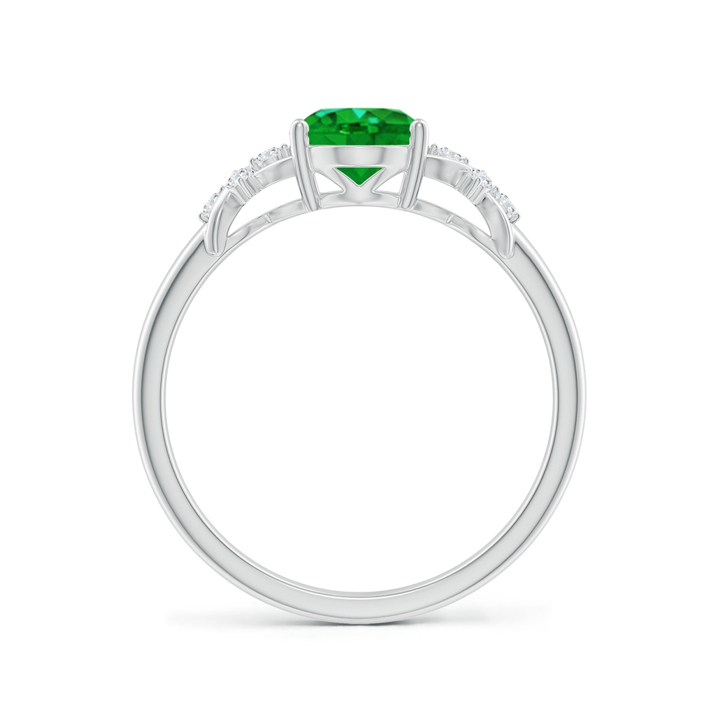 8x6mm AAAA Solitaire Oval Emerald Criss Cross Ring with Diamonds in P950 Platinum - side 199