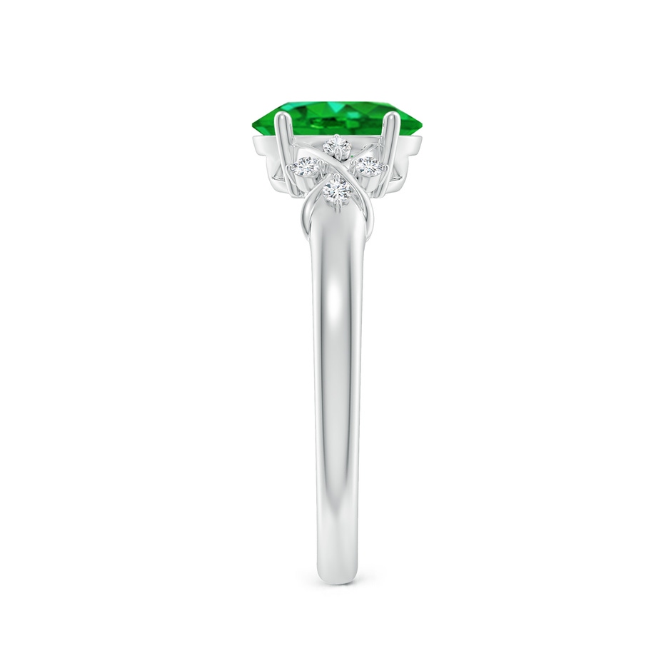8x6mm AAAA Solitaire Oval Emerald Criss Cross Ring with Diamonds in P950 Platinum side 299