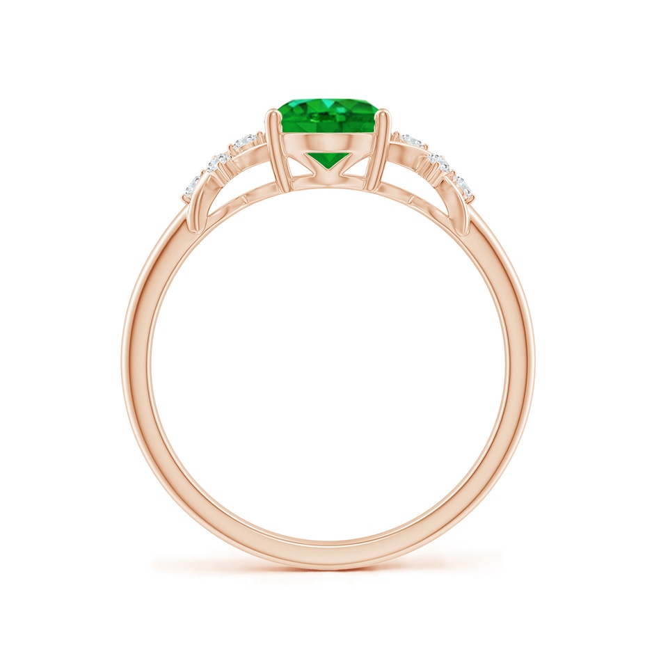 8x6mm AAAA Solitaire Oval Emerald Criss Cross Ring with Diamonds in Rose Gold side 199