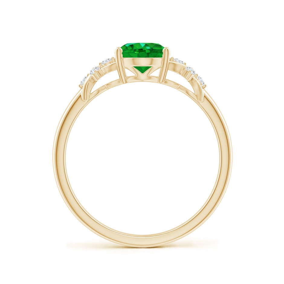 8x6mm AAAA Solitaire Oval Emerald Criss Cross Ring with Diamonds in Yellow Gold side 199