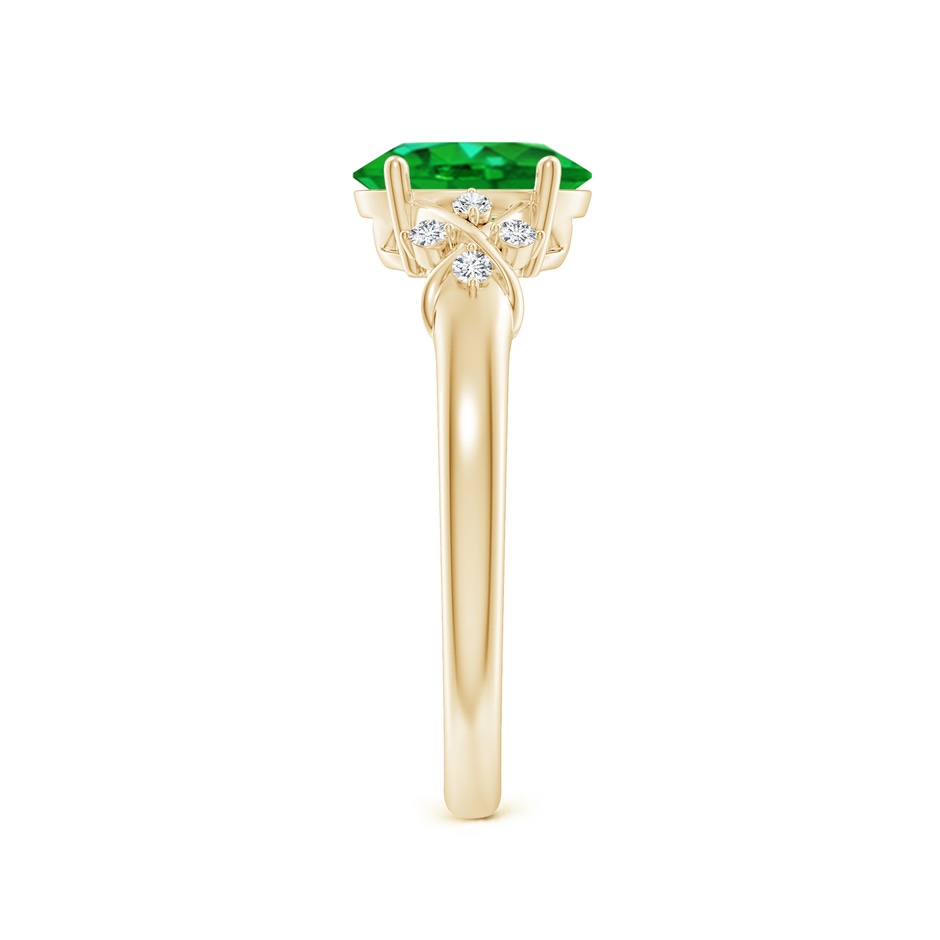 8x6mm AAAA Solitaire Oval Emerald Criss Cross Ring with Diamonds in Yellow Gold side 299