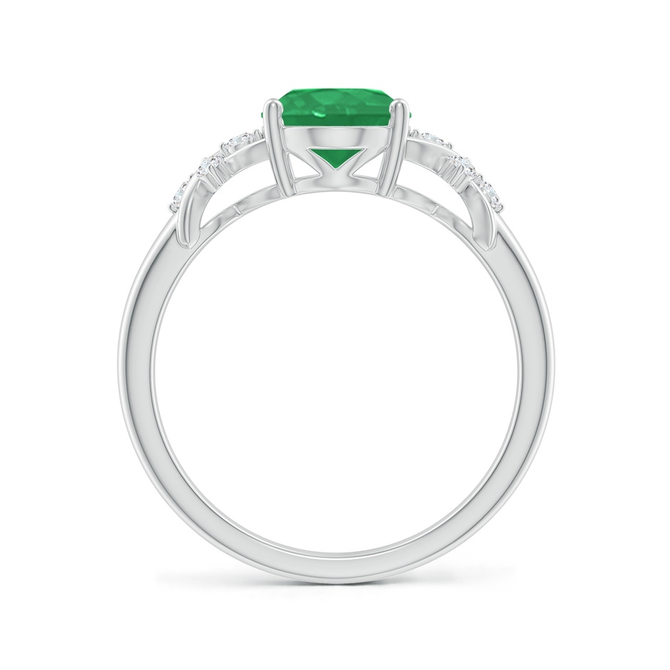9x7mm A Solitaire Oval Emerald Criss Cross Ring with Diamonds in P950 Platinum side 199