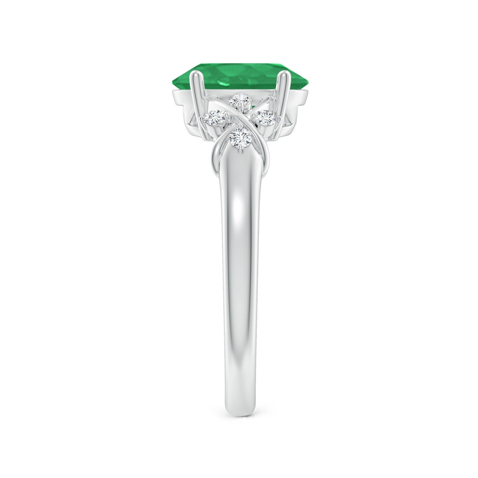 9x7mm A Solitaire Oval Emerald Criss Cross Ring with Diamonds in P950 Platinum side 299