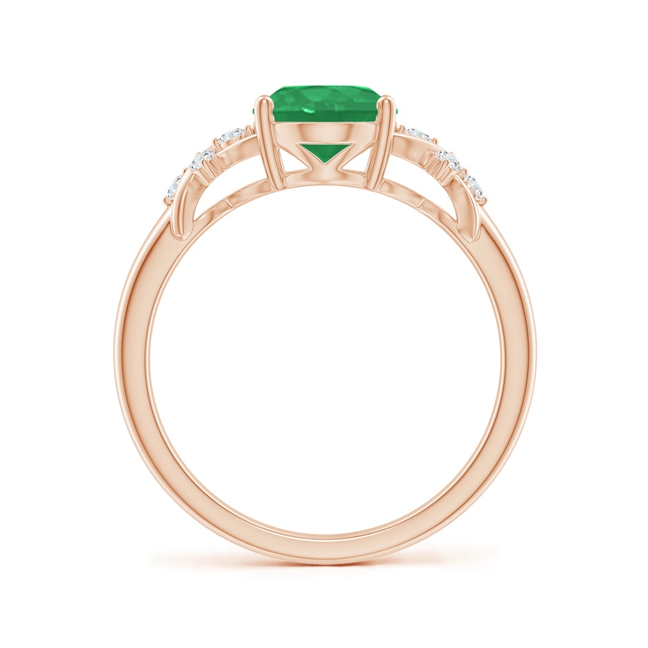 9x7mm A Solitaire Oval Emerald Criss Cross Ring with Diamonds in Rose Gold side 199