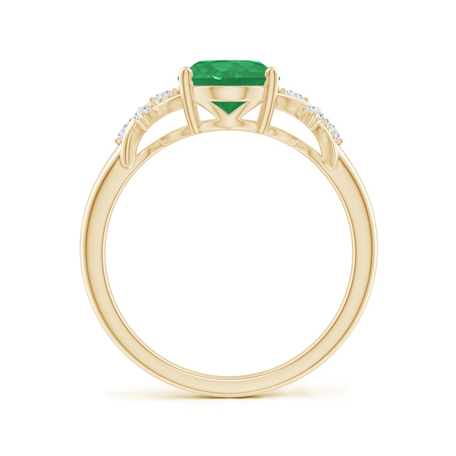 9x7mm A Solitaire Oval Emerald Criss Cross Ring with Diamonds in Yellow Gold side 199