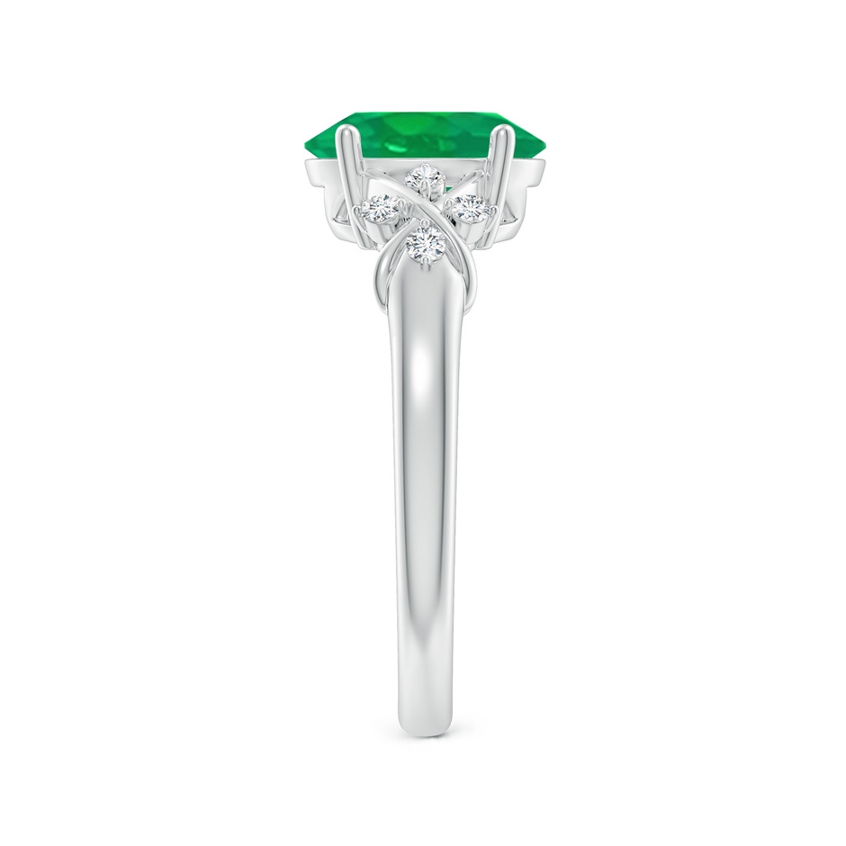 9x7mm AA Solitaire Oval Emerald Criss Cross Ring with Diamonds in White Gold side 299