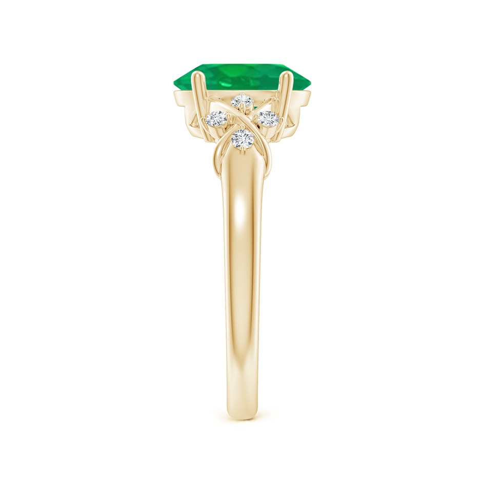 9x7mm AA Solitaire Oval Emerald Criss Cross Ring with Diamonds in Yellow Gold side 299
