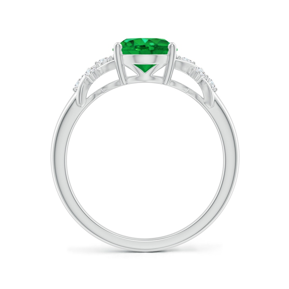 9x7mm AAA Solitaire Oval Emerald Criss Cross Ring with Diamonds in White Gold side 199