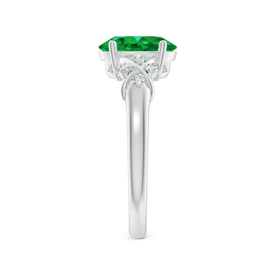 9x7mm AAA Solitaire Oval Emerald Criss Cross Ring with Diamonds in White Gold side 299