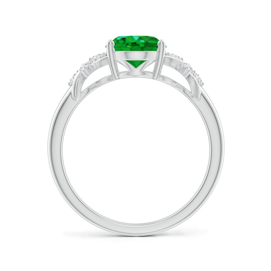 9x7mm AAAA Solitaire Oval Emerald Criss Cross Ring with Diamonds in P950 Platinum side 199