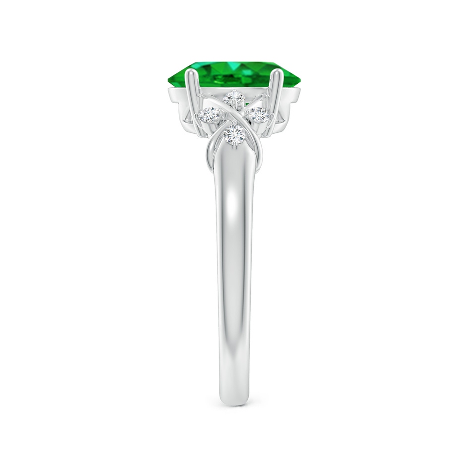 9x7mm AAAA Solitaire Oval Emerald Criss Cross Ring with Diamonds in P950 Platinum side 299