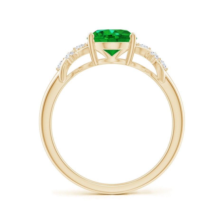 9x7mm AAAA Solitaire Oval Emerald Criss Cross Ring with Diamonds in Yellow Gold side 199