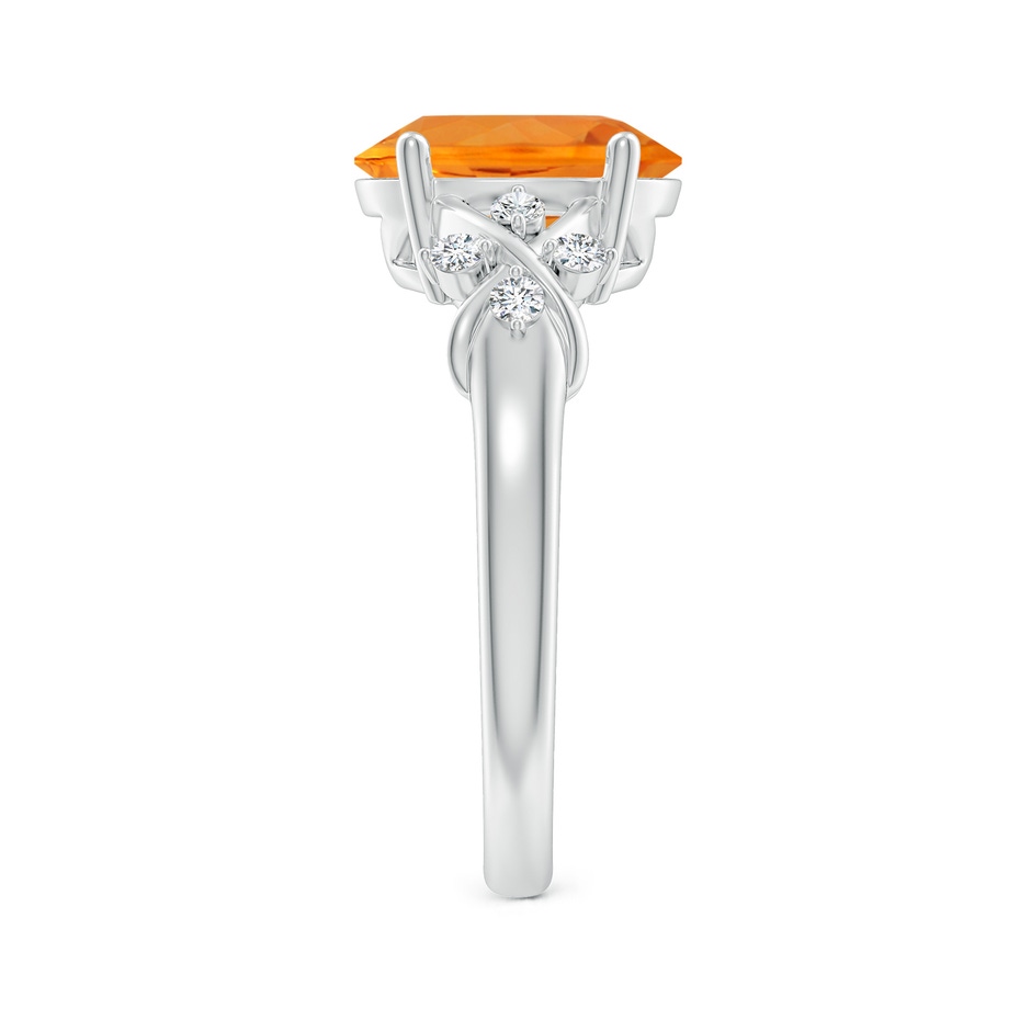 10x8mm AA Solitaire Oval Fire Opal Criss Cross Ring with Diamonds in S999 Silver side 299