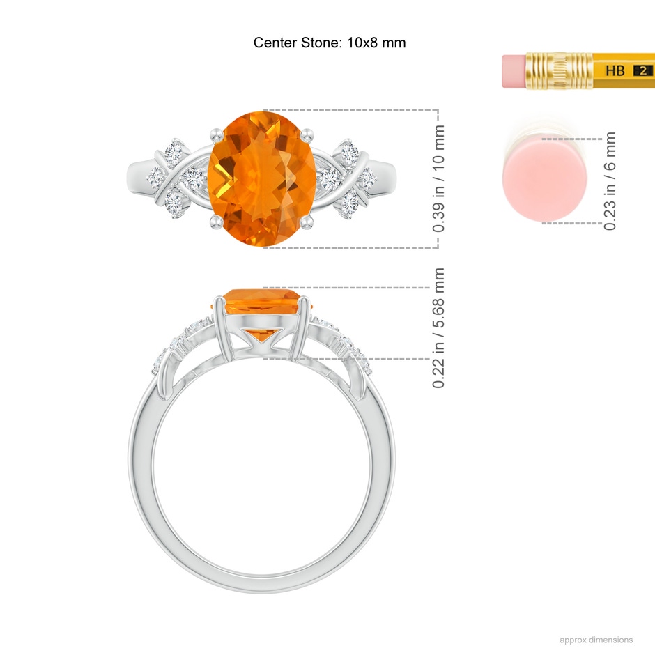 10x8mm AA Solitaire Oval Fire Opal Criss Cross Ring with Diamonds in S999 Silver ruler