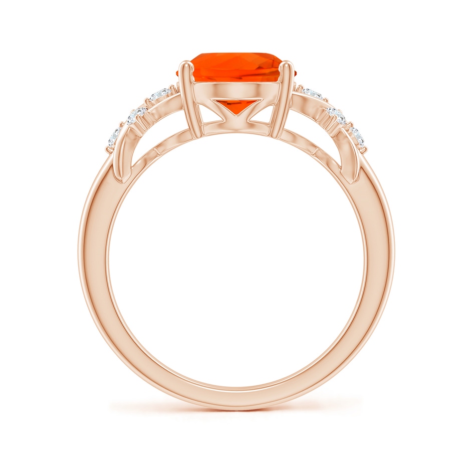 10x8mm AAA Solitaire Oval Fire Opal Criss Cross Ring with Diamonds in Rose Gold side 199