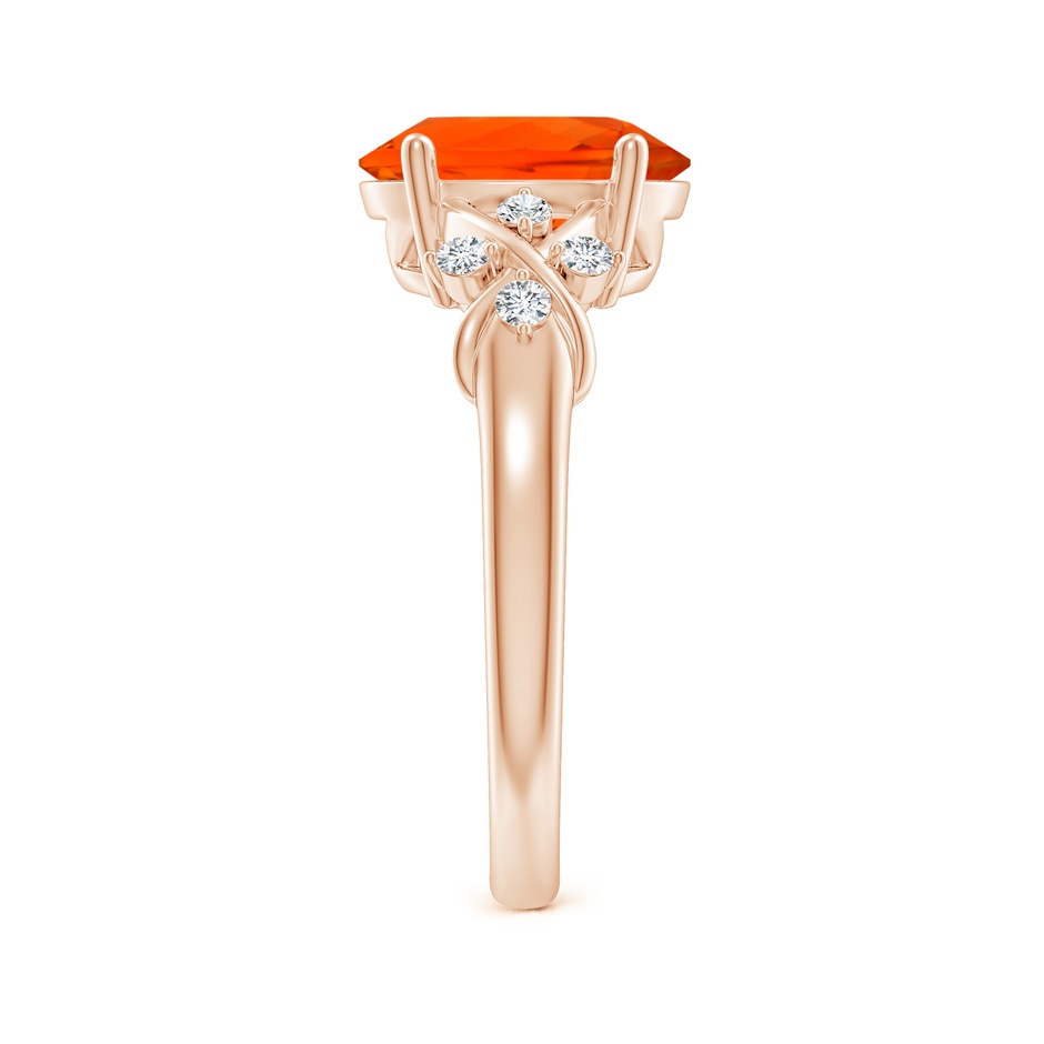 10x8mm AAA Solitaire Oval Fire Opal Criss Cross Ring with Diamonds in Rose Gold side 299